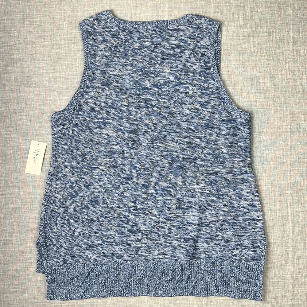 Style & Co Blue Heather High Low Sweater Vest Size Large